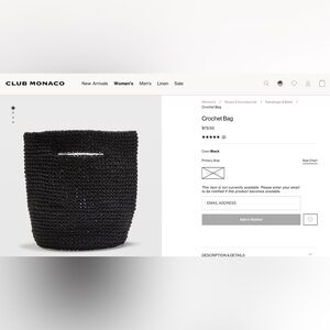Club Monaco Black Crochet Bag Purse